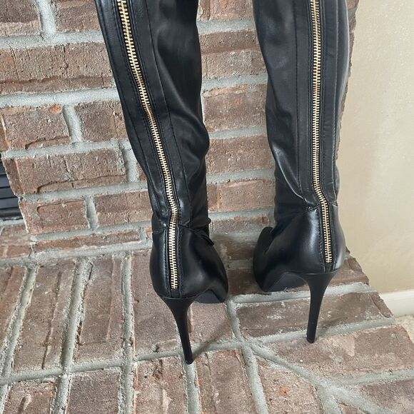 Azalea Wang Tiernan Thigh High Racer Boots Size 7.5 Stiletto Point Toe Clubwear - Picture 7 of 16